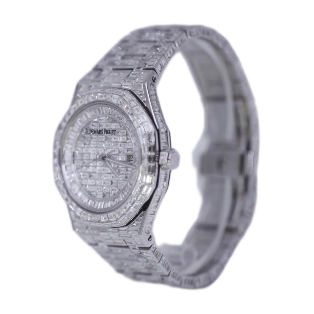 Audemars Piguet Royal Oak Chandelier Aftermarket Diamonds 41 mm | 18k White Gold Bracelet | White Dial | 18k White Gold Case | Mens Watch, Ref. 15400st