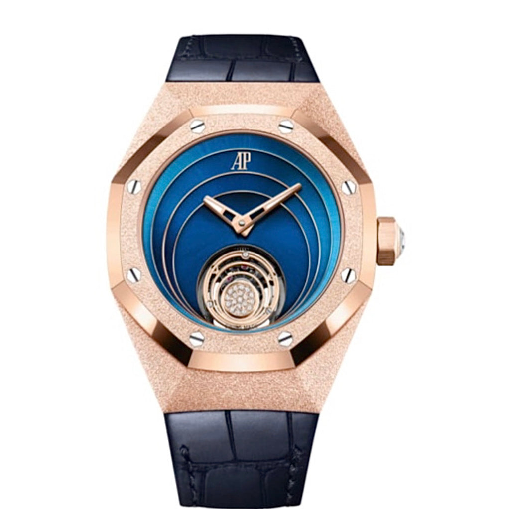 Audemars Piguet, Royal Oak Concept 38.5 mm, blue alligator strap, Multi-layers graded blue Dial, 18k Rose gold Case, Mens Watch, Ref. # 26630OR.GG.D326CR.01