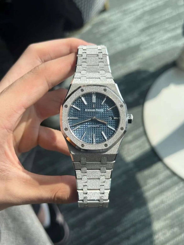 Audemars Piguet Royal Oak Frosted Gold 41 mm | 18k White Gold Bracelet | Blue Dial | 18k White Gold Case | Mens Watch, Ref. 15410BC.GG.1224BC.01