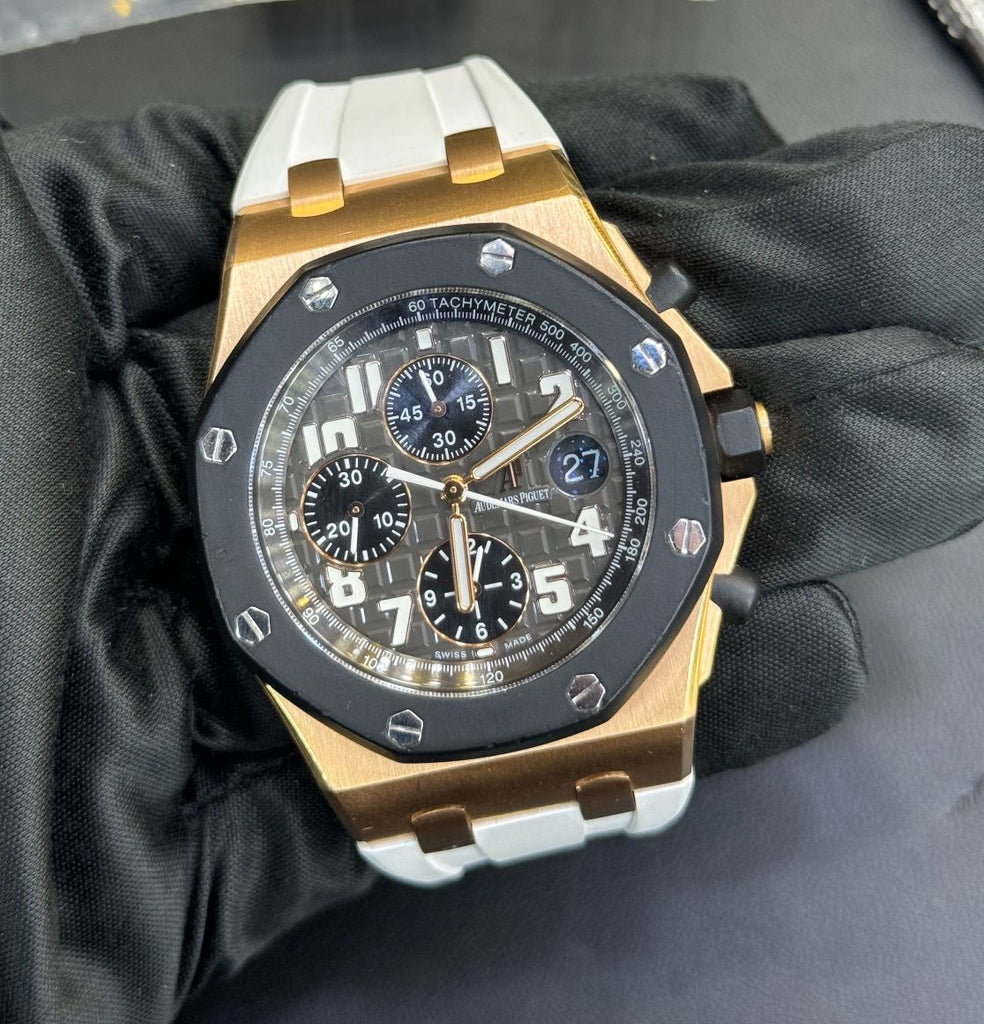 Audemars Piguet Royal Oak Offshore 42 mm, Black rubber strap, Black Dial, 18k Rose Gold Case | Mens Watch, Ref. 26178OK.OO.D002CA.01