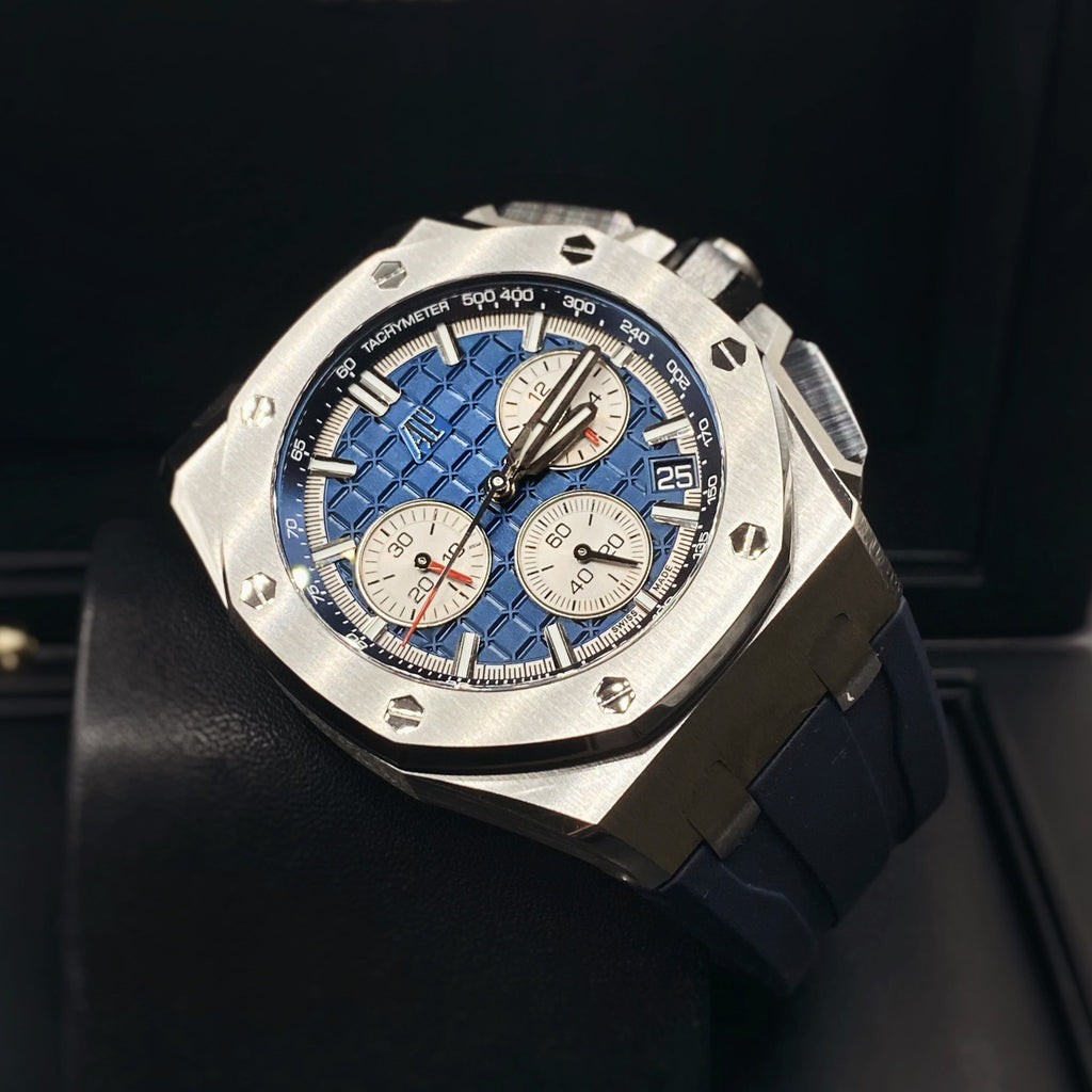 Audemars Piguet Royal Oak Offshore 43mm | Blue Rubber | Blue Dial | Titanium Case | Mens Watch, Ref. 26420TI.OO.A027CA.01