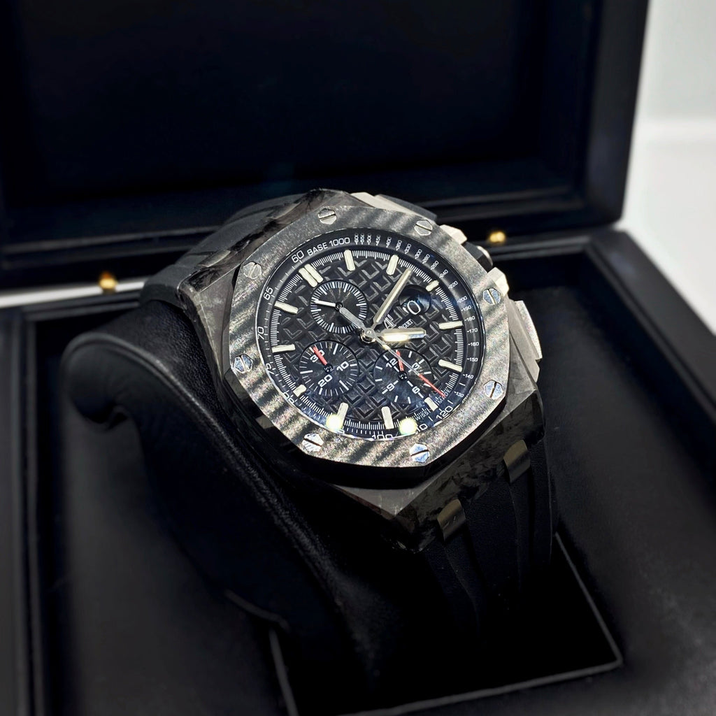 Audemars Piguet Royal Oak Offshore 44 mm, Black rubber strap, Black Dial, forged carbon Case | Mens Watch, Ref. 26400AU.OO.A002CA.01