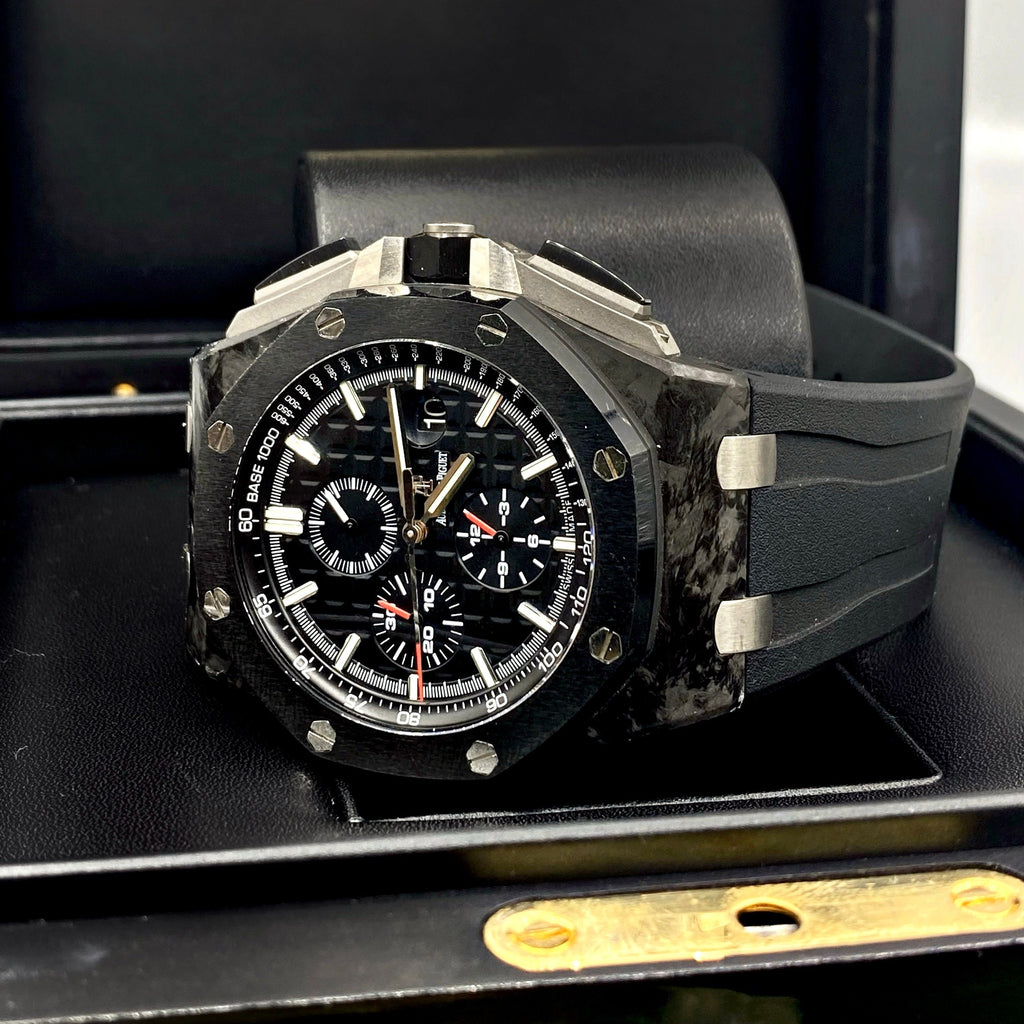 Audemars Piguet Royal Oak Offshore 44 mm, Black rubber strap, Black Dial, forged carbon Case | Mens Watch, Ref. 26400AU.OO.A002CA.01