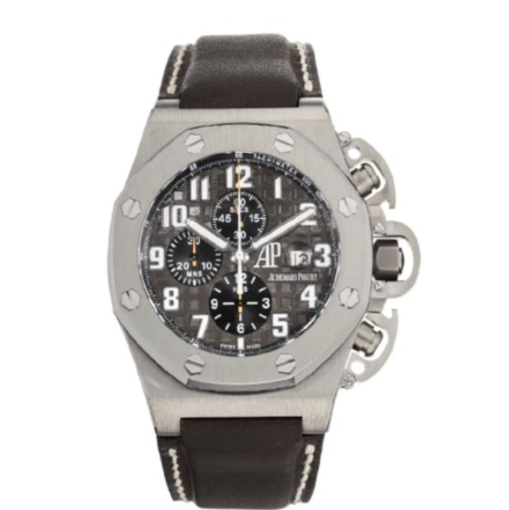 Audemars Piguet, Royal Oak Offshore 48mm, Black Leather strap , Black Dial, Titanium Case, Mens Watch, Ref. # 25863TI.OO.A001CU.01