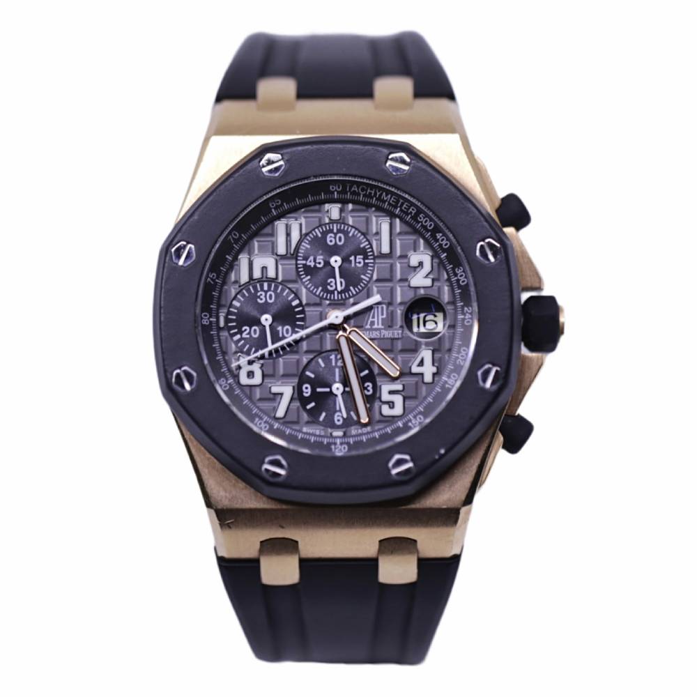 Audemars Piguet Royal Oak Offshore Chronograph 42mm, Black Rubber, Black Dial, 18k Rose Gold Case | Mens Watch, Ref. 25940OK.OO.D002CA.01