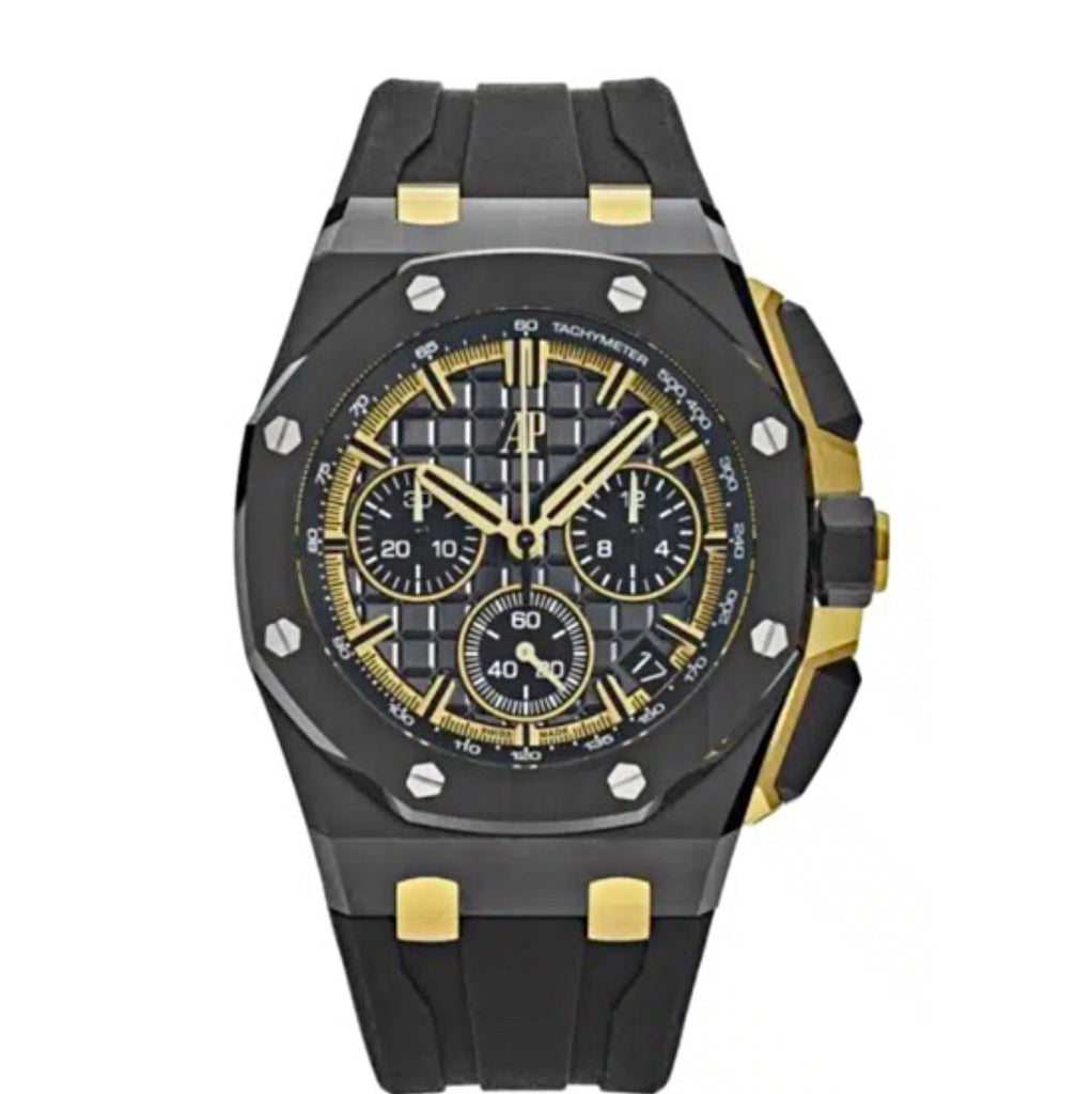 Audemars Piguet, Royal Oak Offshore Chronograph 43mm, Black Alligator Strap, Black Dial Mens Watch, Ref. # 26420ce.oo.a127cr.01