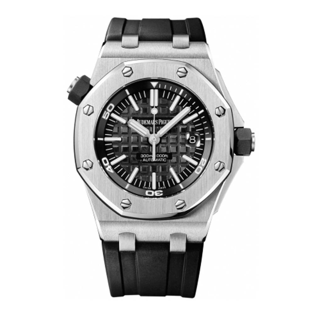 Audemars Piguet Royal Oak Offshore Diver 42 mm, Black rubber strap, Black Dial, Mens Watch, Ref. 15710ST.OO.A002CA.01