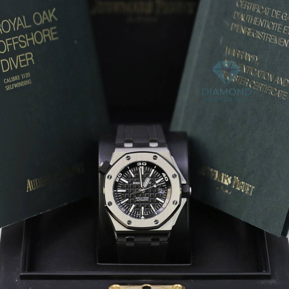 Audemars Piguet Royal Oak Offshore Diver 42 mm, Black rubber strap, Black Dial, Mens Watch, Ref. 15710ST.OO.A002CA.01