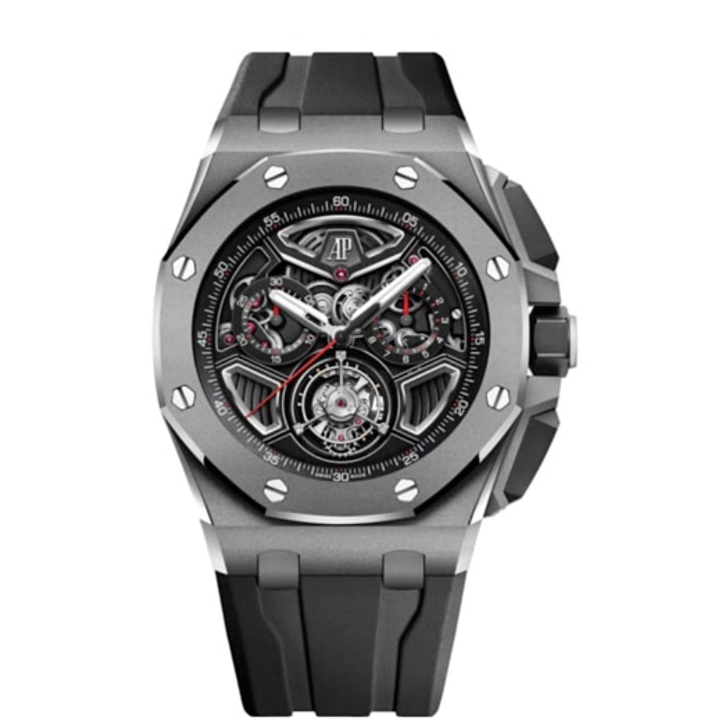 Audemars Piguet, Royal Oak Offshore Openworked 43 mm, Black rubber strap, Openworked Dial, Titanium Case, Mens Watch, Ref. # 26622TI.GG.D002CA.01