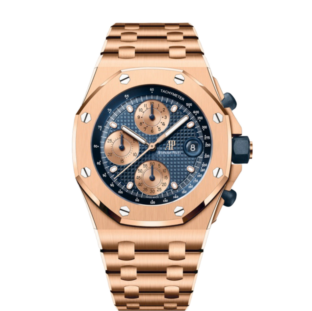 Audemars Piguet, Royal Oak Offshore Selfwinding Chronograph "The Beast" 42 mm, 18k Rose Gold Bracelet, Blue Dial, 18k Rose Gold Case, Mens Watch, Ref. # 26238OR.OO.2000OR.01