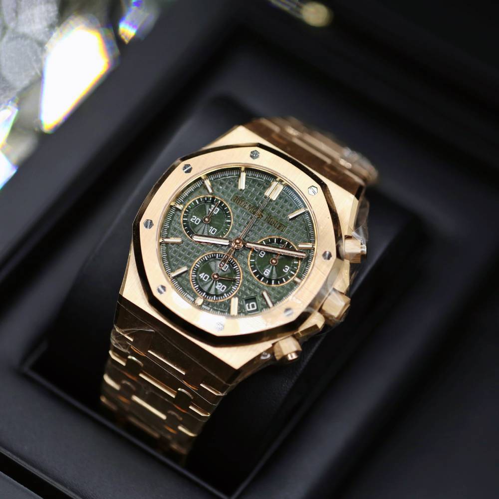 Audemars Piguet Royal Oak Selfwinding Chronograph 41 mm | 18k Rose Gold Bracelet | Khaki “Grande Tapisserie” Dial | Mens Watch, Ref. 26240OR.OO.1320OR.08