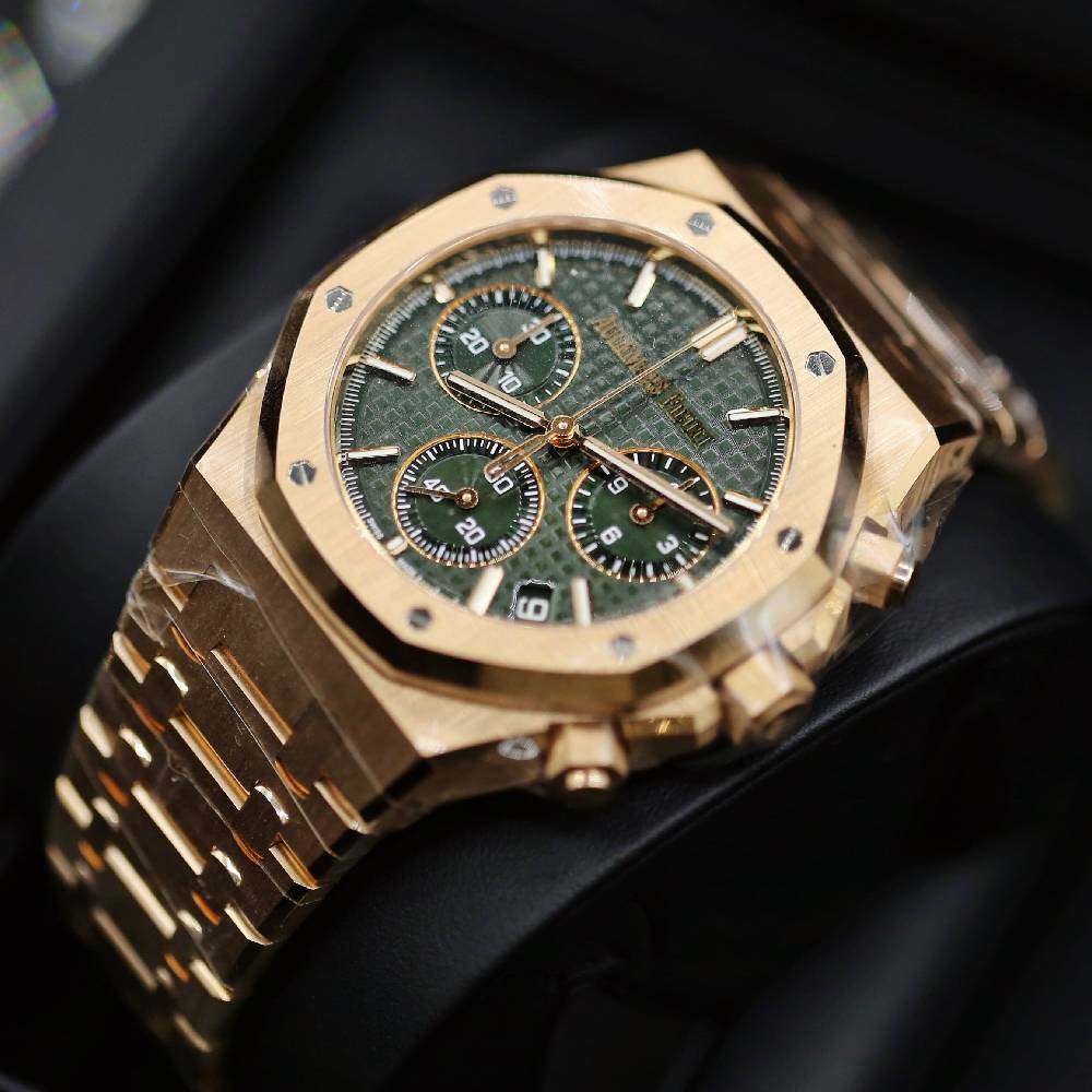 Audemars Piguet Royal Oak Selfwinding Chronograph 41 mm | 18k Rose Gold Bracelet | Khaki “Grande Tapisserie” Dial | Mens Watch, Ref. 26240OR.OO.1320OR.08