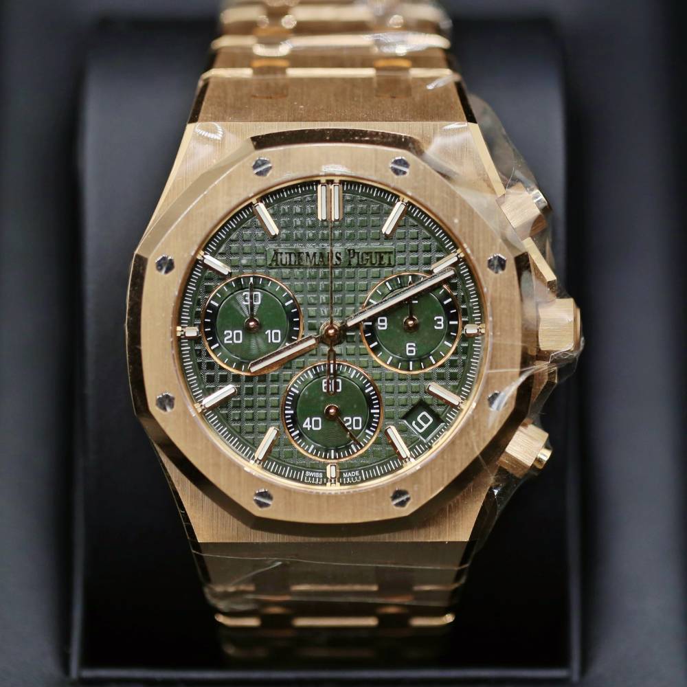 Audemars Piguet Royal Oak Selfwinding Chronograph 41 mm | 18k Rose Gold Bracelet | Khaki “Grande Tapisserie” Dial | Mens Watch, Ref. 26240OR.OO.1320OR.08