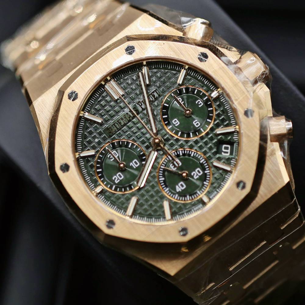 Audemars Piguet Royal Oak Selfwinding Chronograph 41 mm | 18k Rose Gold Bracelet | Khaki “Grande Tapisserie” Dial | Mens Watch, Ref. 26240OR.OO.1320OR.08