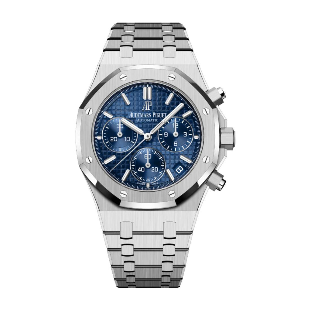 Audemars Piguet Royal Oak Selfwinding Chronograph 41 mm | 18k White Gold Bracelet | Blue “Grande Tapisserie” Dial | Mens Watch, Ref. 26239BC.OO.1220BC.01