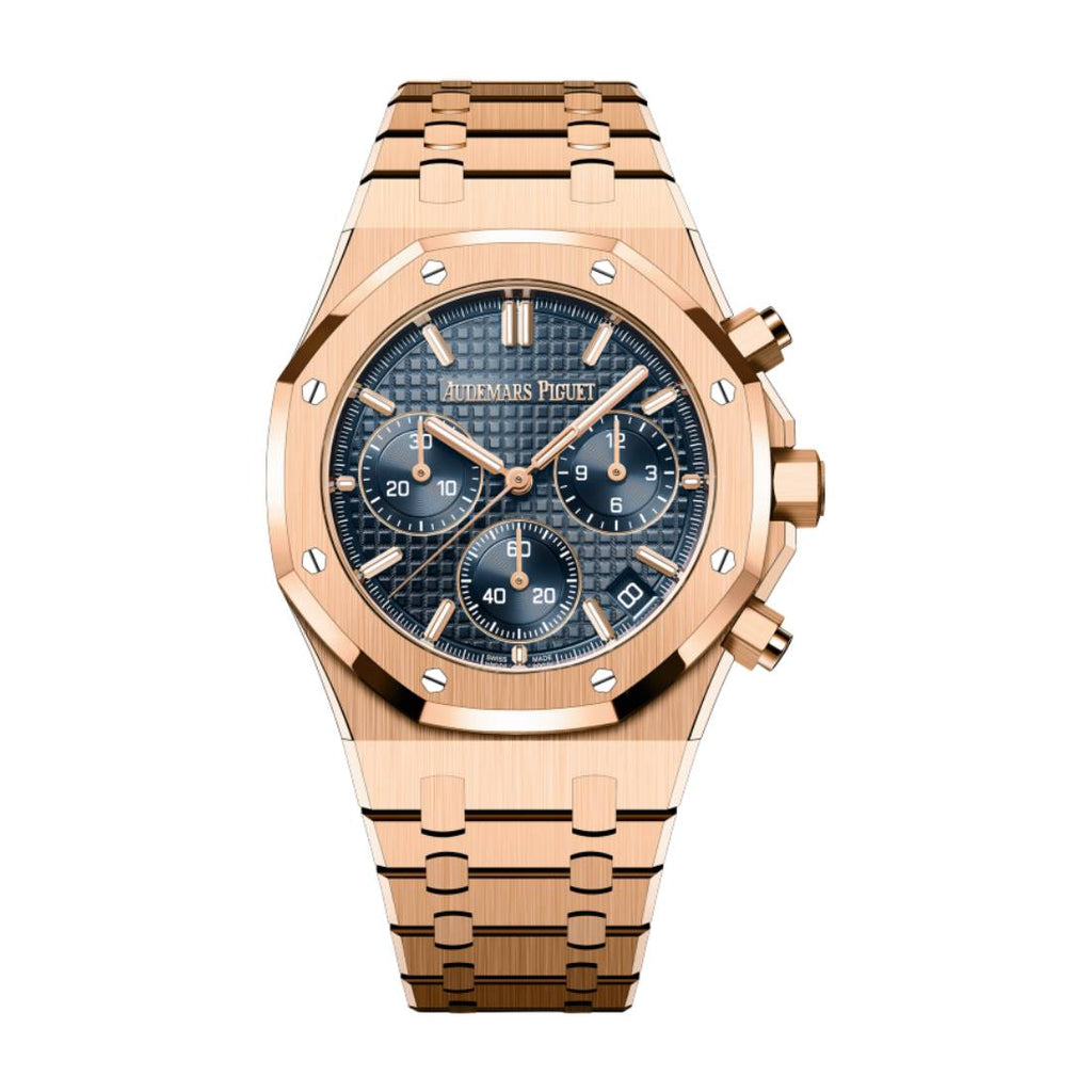 Audemars Piguet Royal Oak Selfwinding Chronograph "Bleu Nuit, Nuage 50" 41 mm | 18k Everose Gold Bracelet | Blue Tapisserie Dial | Mens Watch, Ref. 26240OR.OO.1320OR.05