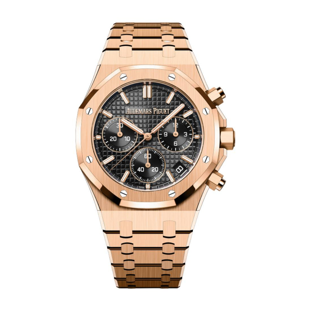 Audemars Piguet Royal Oak Selfwinding Chronograph 41 mm | 18k Everose Gold Bracelet | Black “Grande Tapisserie” Dial | Mens Watch, Ref. 26240OR.OO.1320OR.06