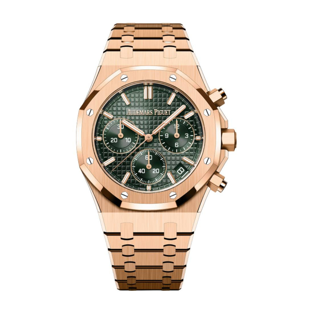 Audemars Piguet Royal Oak Selfwinding Chronograph 41 mm | 18k Rose Gold Bracelet | Khaki “Grande Tapisserie” Dial | Mens Watch, Ref. 26240OR.OO.1320OR.08