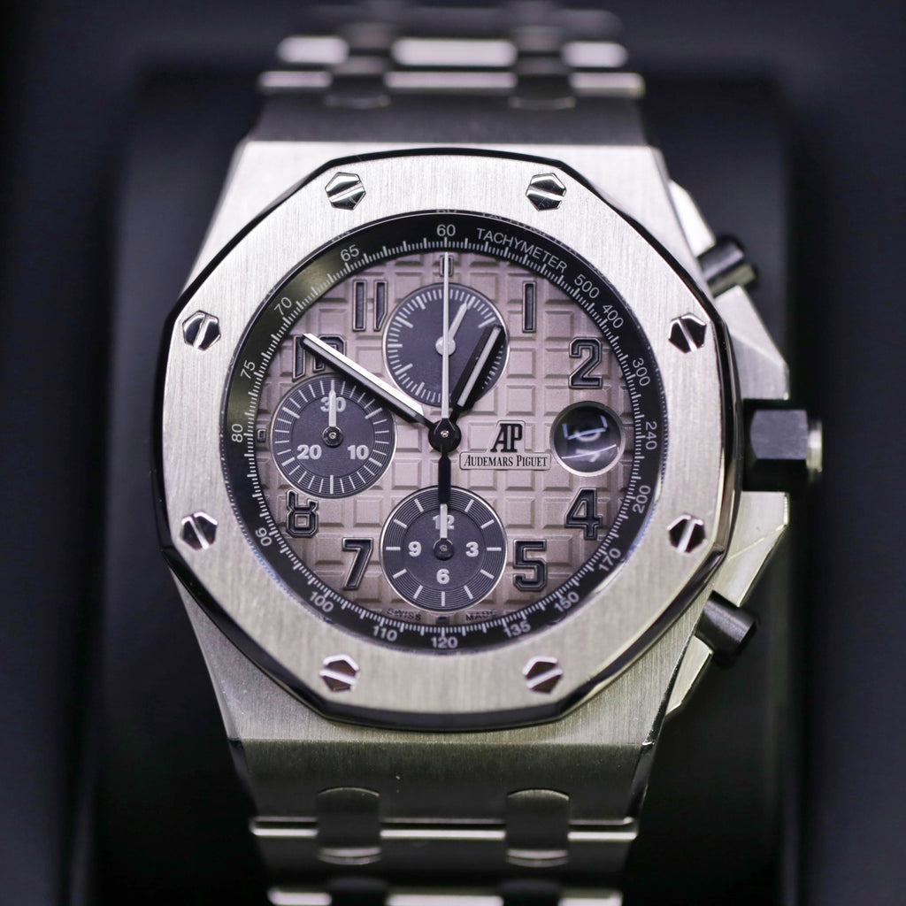 Audemars Piguet Royal Oak Offshore Chronograph 42 mm | Platinum Bracelet | Grey Dial | Platinum Case | Mens Watch, Ref. 26470PT.OO.1000PT.01