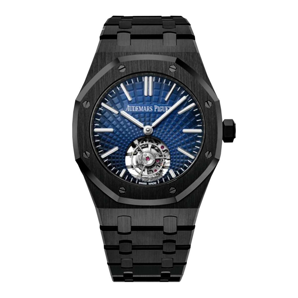 Audemars Piguet, Black DLC-PVD Royal Oak, 41 mm, stainless steel Bracelet, Smoked blue Dial, Mens Watch, Ref. 26530ST.OO.1220ST.01