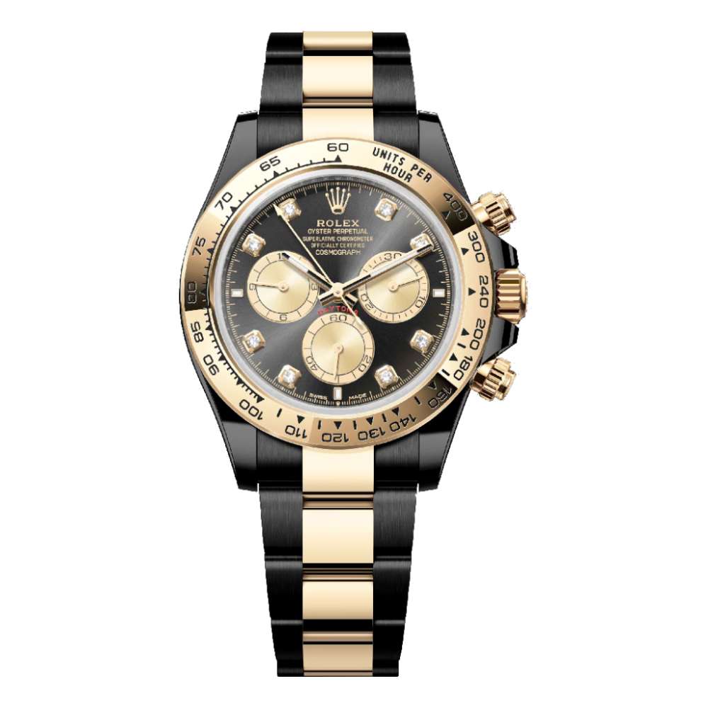 2023 RELEASE Black Rolex DLC-PVD Cosmograph Daytona 40mm | Two-Tone Black DLC-PVD Stainless Steel and 18k Yellow gold Oyster bracelet | Black Diamond dial 18k Yellow gold bezel | Men's Watch 126503-pvd-2