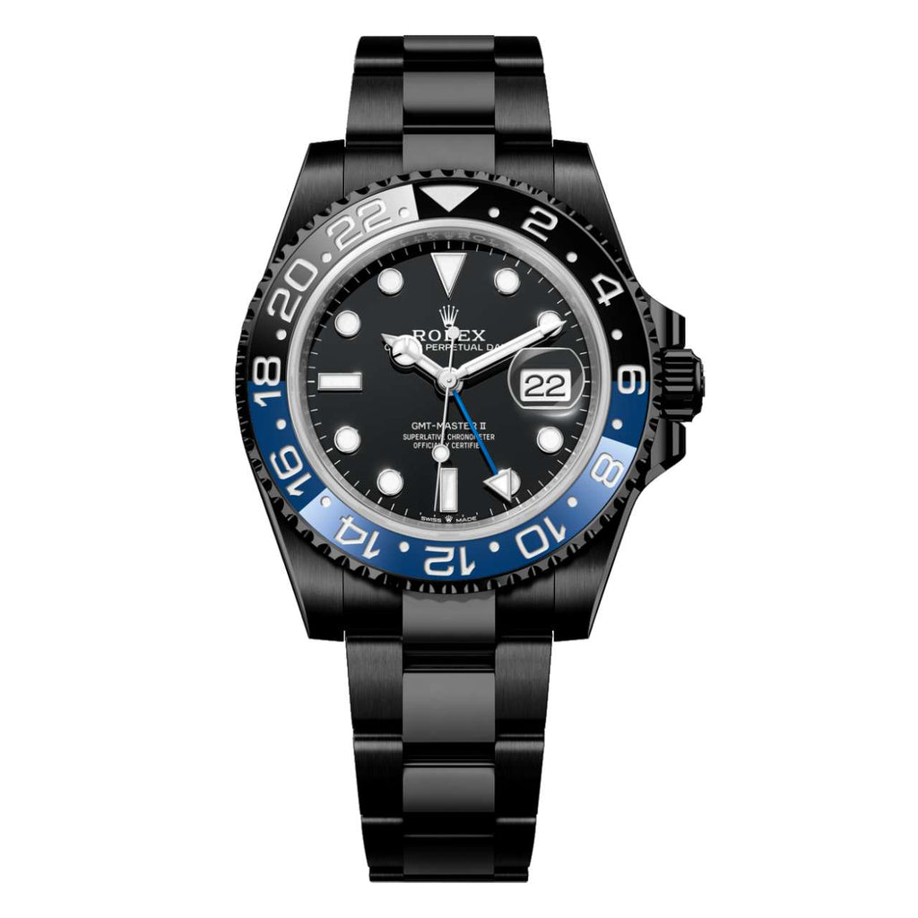 Black Rolex DLC-PVD GMT-Master II Batman 40mm | Black DLC-PVD Stainless Steel Oyster bracelet | Black dial Black & Blue bezel | Men's Watch 126710blnr-0003-pvd-2