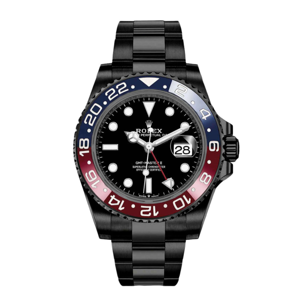 Black Rolex DLC-PVD GMT-Master II Pepsi 40mm | Black DLC-PVD Stainless Steel Oyster bracelet | Black dial Blue & Red bezel | Men's Watch 126710blro-0002-pvd-2