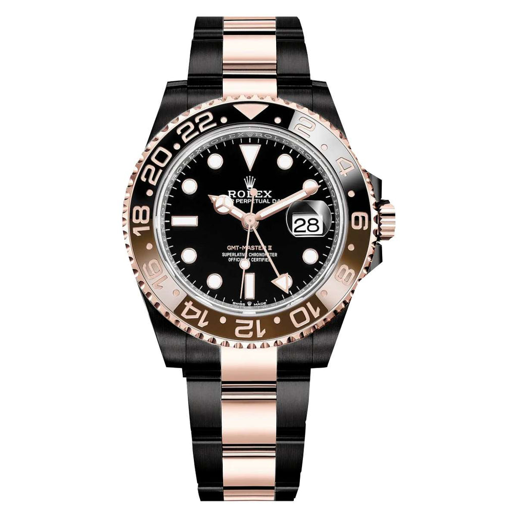 Black Rolex DLC-PVD GMT-Master II Root Beer 40 mm | Two-Tone Black DLC-PVD Stainless Steel and 18k Everose gold Oyster bracelet | Black dial Root Beer bezel | Men's Watch 126711CHNR-pvd-2