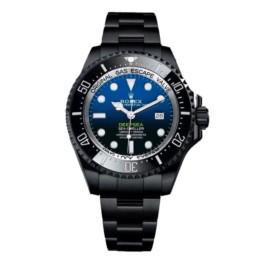 Black Rolex DLC-PVD Sea-Dweller DEEPSEA 44mm | Black DLC-PVD Stainless Steel Oyster bracelet | Blue dial Black bezel | Men's Watch 126660-0002-pvd