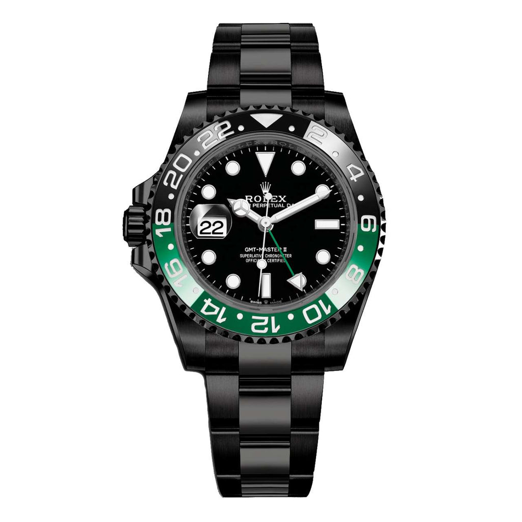 Black Rolex DLC-PVD GMT-Master II Sprite 40mm | Black DLC-PVD Stainless Steel Oyster bracelet | Black dial Black & Green bezel | Men's Watch 126720VTNR-pvd-2