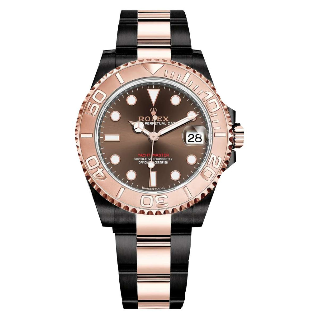 Black Rolex DLC-PVD Yacht-Master 37 mm | Two-Tone Black DLC-PVD Stainless Steel and 18k Everose gold Oyster bracelet | Chocolate dial 18K Everose gold bezel | Men's Watch 268621-0003-pvd-2