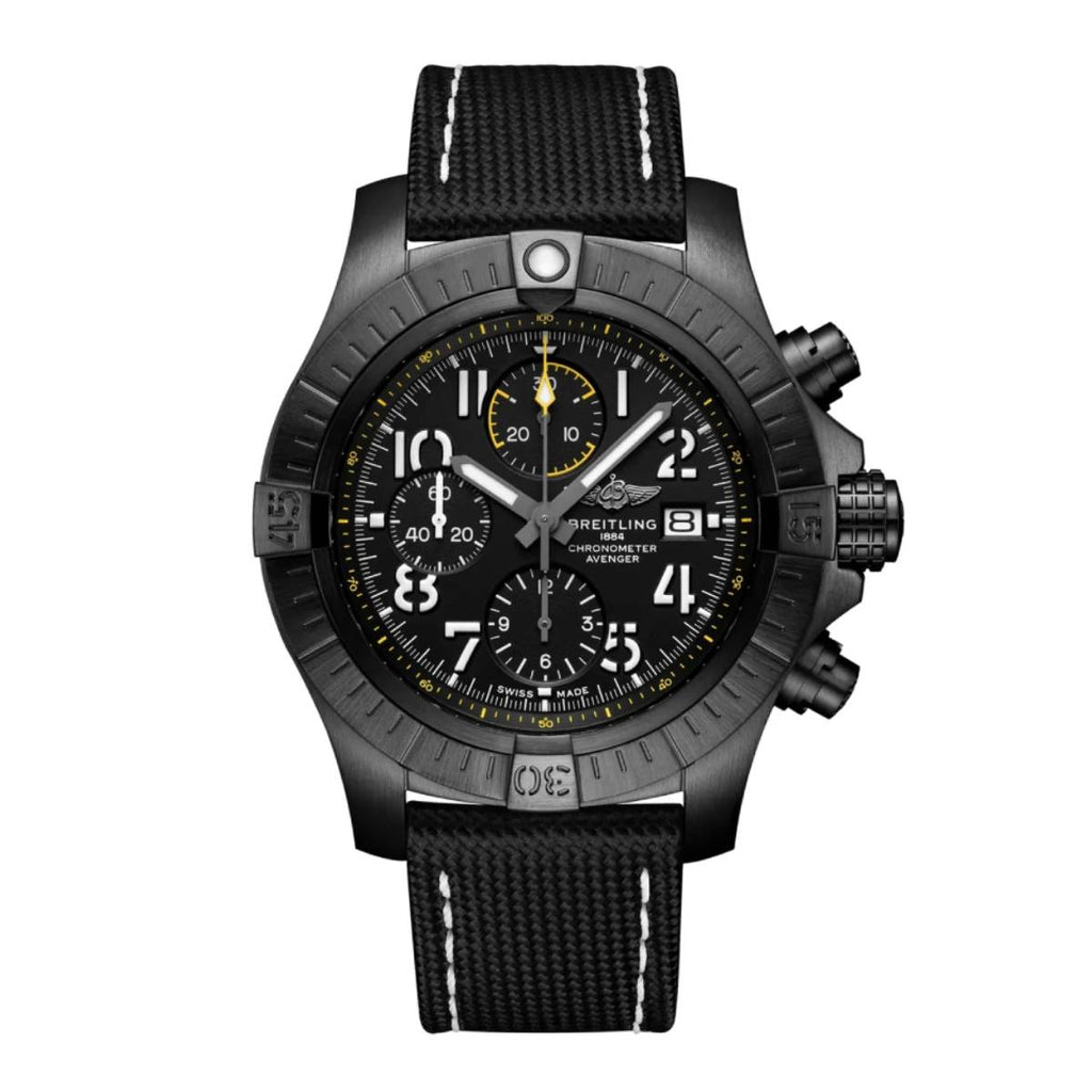 Breitling Avenger Chronograph 45 Night Mission, Black DLC coated titanium, 45mm, Black, Watch V13317101B1X1