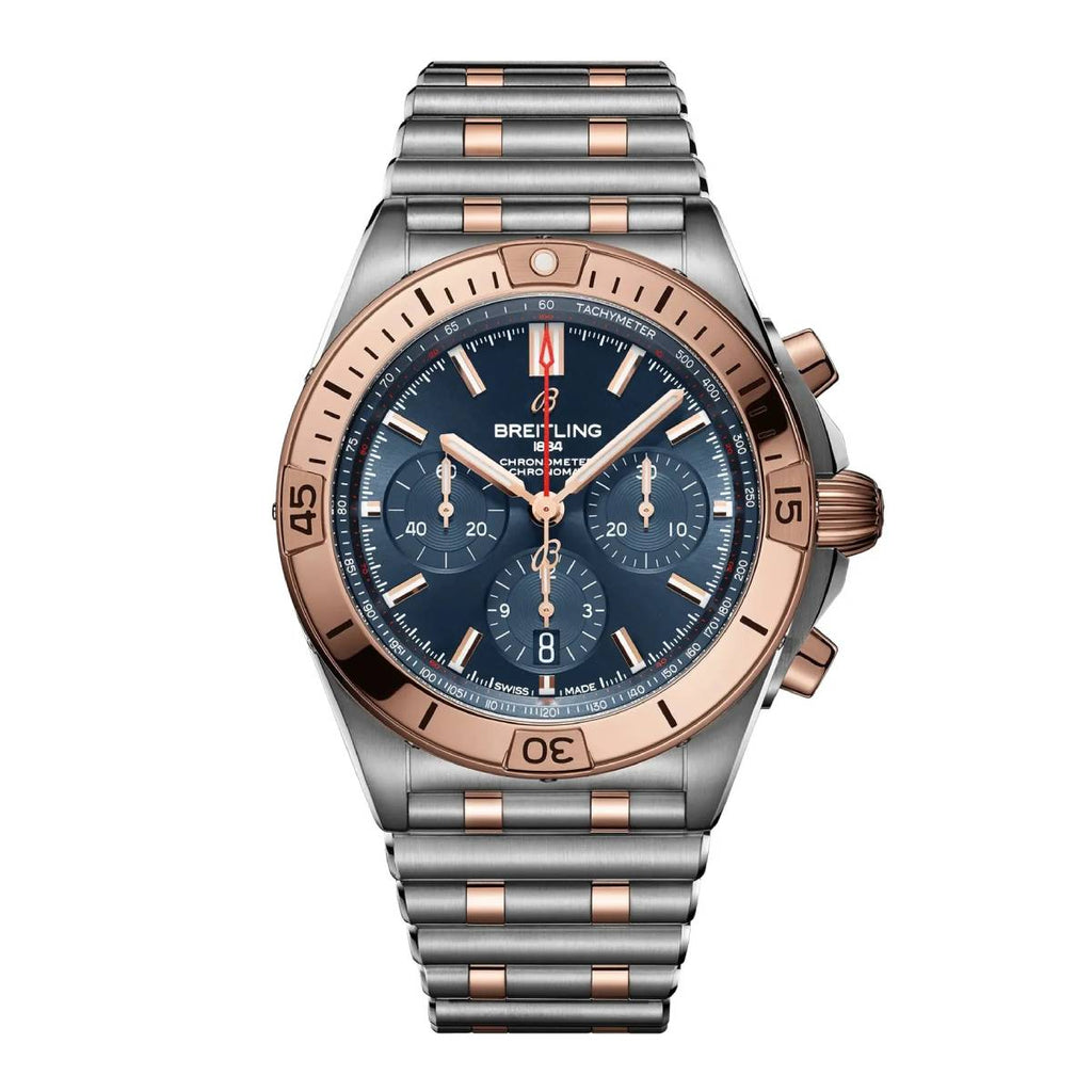 Breitling Chronomat B01 42, Stainless Steel and 18k Red Gold, Blue dial, Watch UB0134101C1U1