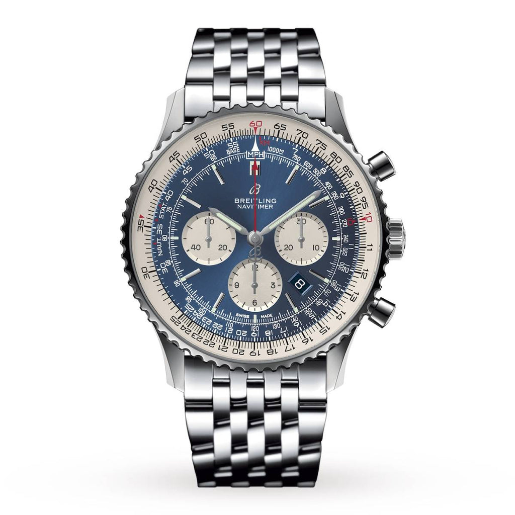 Breitling Navitimer B01 Chronograph 46, Stainless Steel, Aurora blue dial, Watch AB0127211C1A1