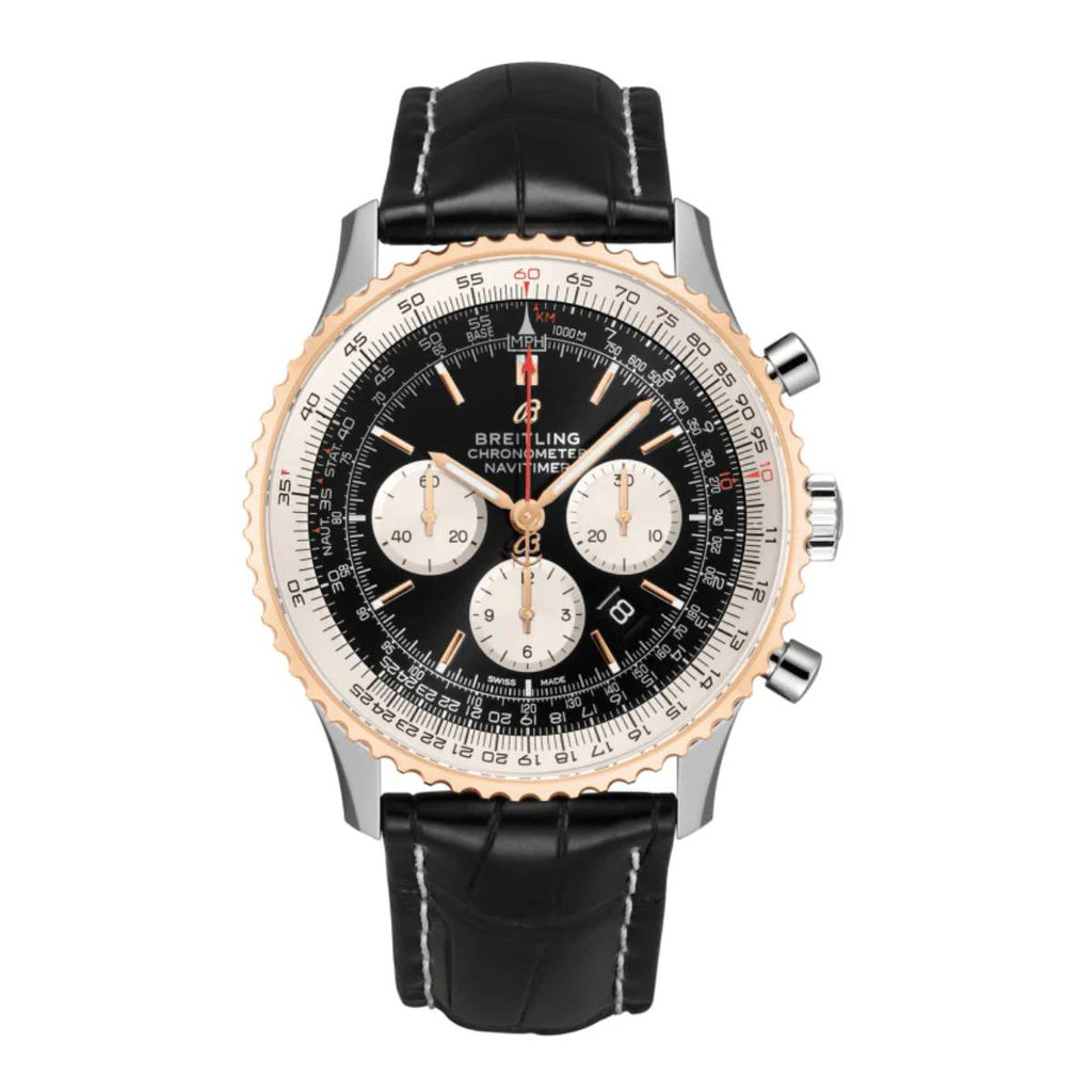 Breitling Navitimer B01 Chronograph 46, Stainless Steel and 18K Red Gold, Black dial, Watch 46mm, UB0127211B1P2