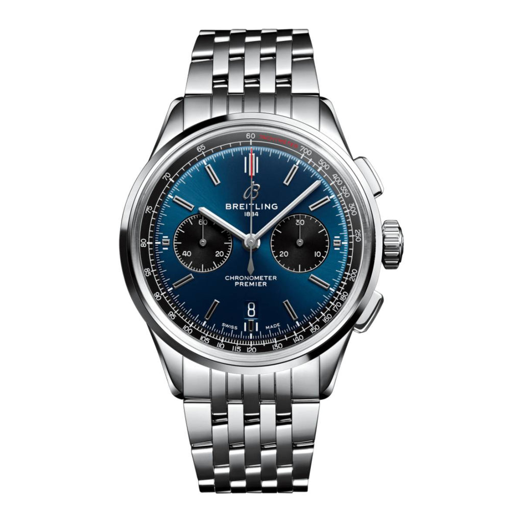 Breitling Premier B01 Chronograph 42, Stainless Steel, Blue dial, Watch AB0118221C1A1