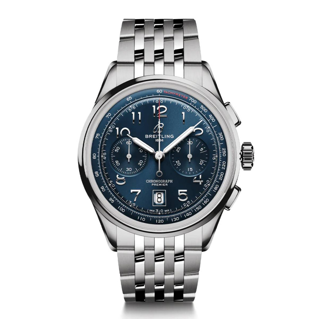 Breitling Premier B01 Chronograph 42, Stainless Steel, Blue dial, Watch AB0118A61C1A1