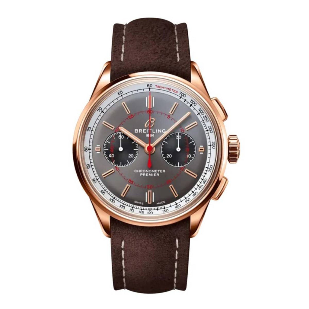 Breitling Premier B01 Chronograph 42 Wheels and Wales Limited Edition, 18k Red Gold, 40mm, Watch RB0118A31B1X1