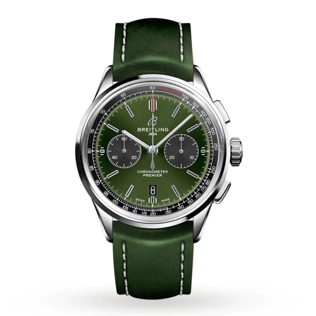 Breitling Premier B01 Chronograph 42 Bentley British Racing Green, Stainless Steel, Green dial, Watch AB0118A11L1X1