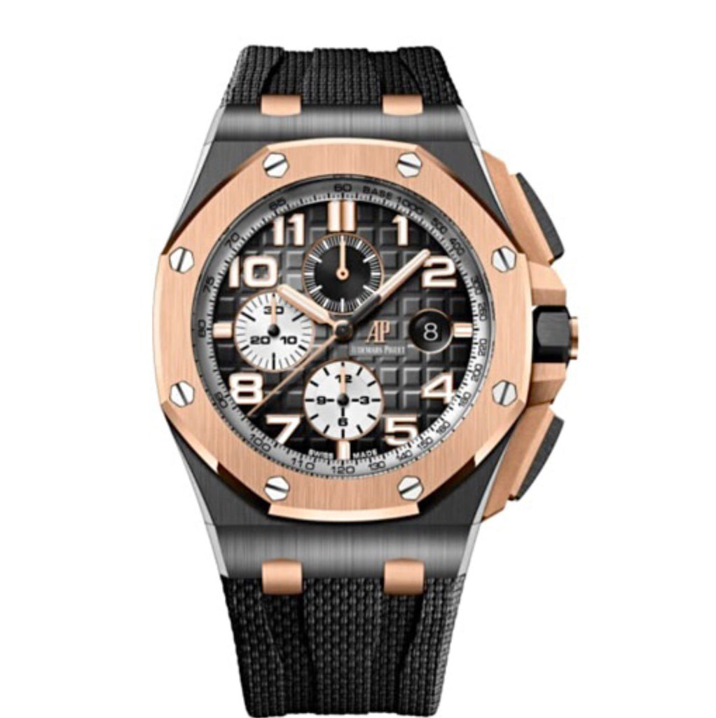 Audemars Piguet, Royal Oak Offshore 44 mm, Grey rubber strap, Smoked grey Dial, Ceramic Case, Mens Watch, Ref. # 26405NR.OO.A002CA.01