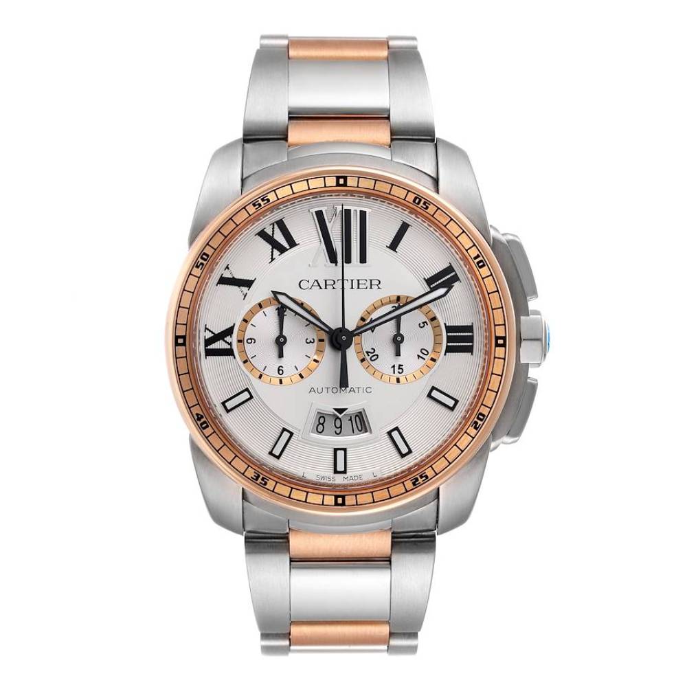 Cartier Calibre de Cartier 42 mm | Two-Tone Stainless Steel and 18k Rose Gold bracelet | Silver dial | Men's Watch W7100042