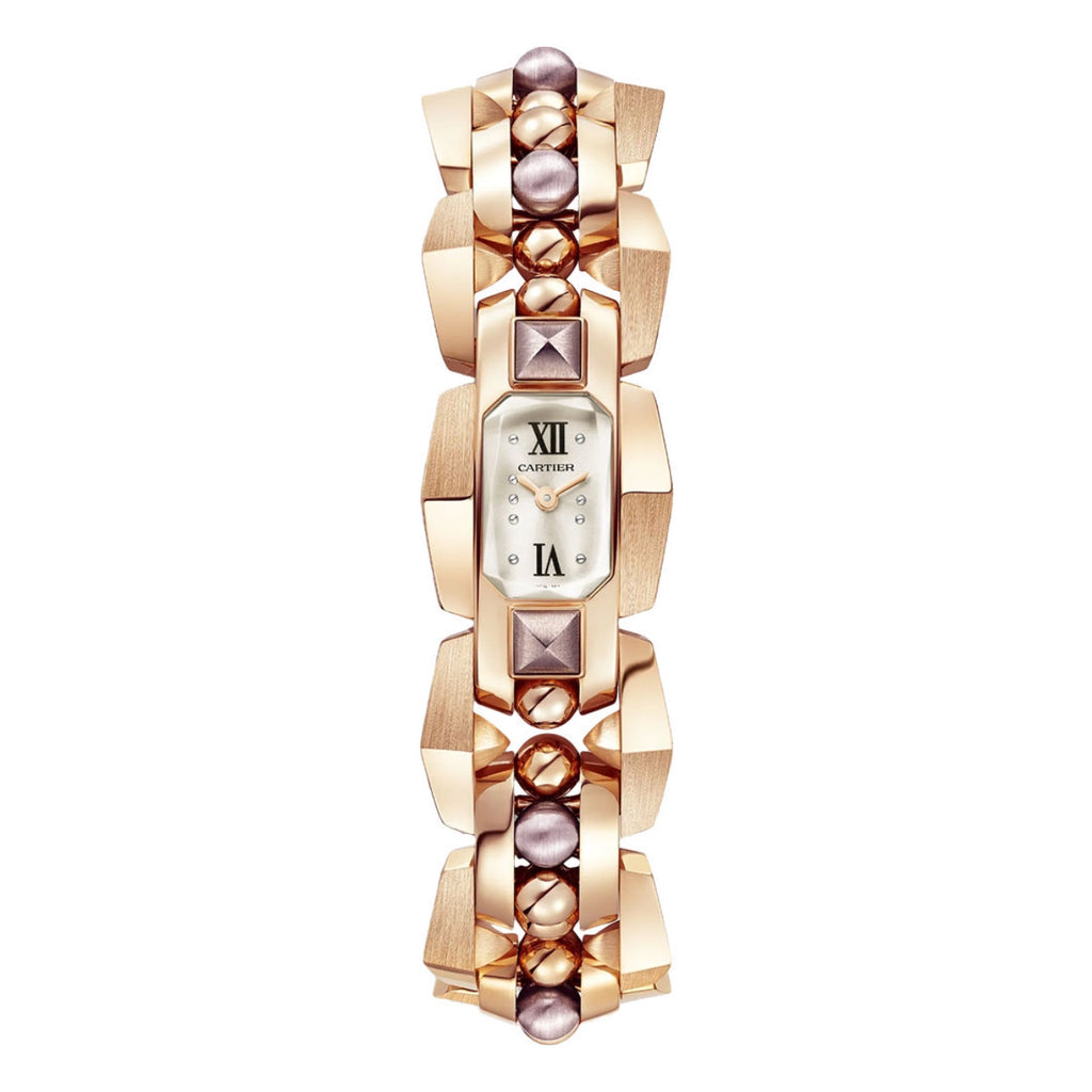 Cartier, Clash Unlimited 18.4mm | rose and purple gold Bracelet | silvered sunray Dial rose and purple gold Bezel | Ladies Watch, Ref. # WGMB0003
