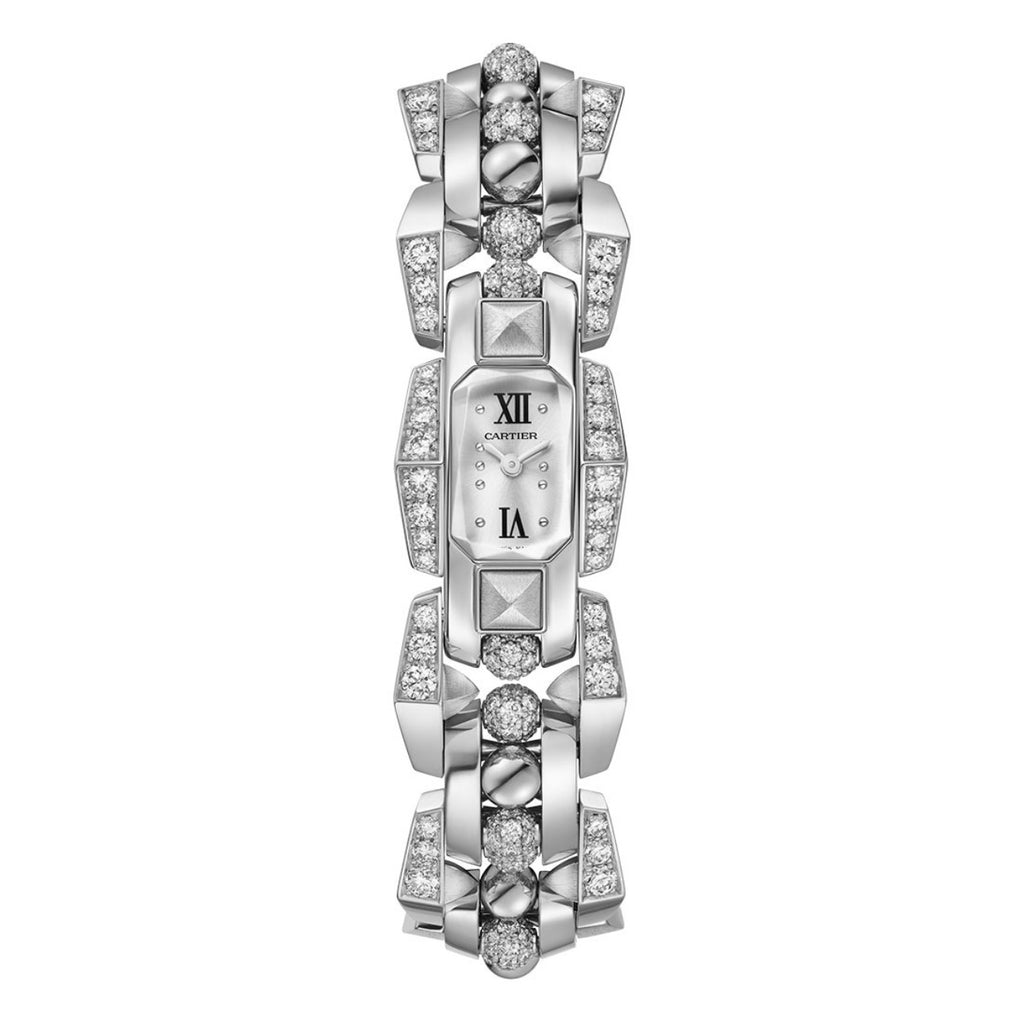 Cartier, Clash Unlimited 18.4mm | white gold Bracelet | silvered sunray Dial white gold Bezel | Ladies Watch, Ref. # WJMB0002