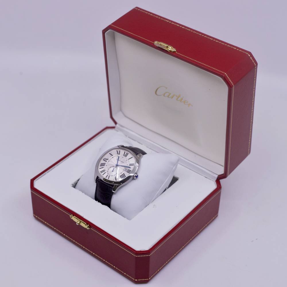 Cartier Drive de Cartier Watch, 40 mm, Steel Case, Silvered Dial, Black Alligator Strap WSNM0004