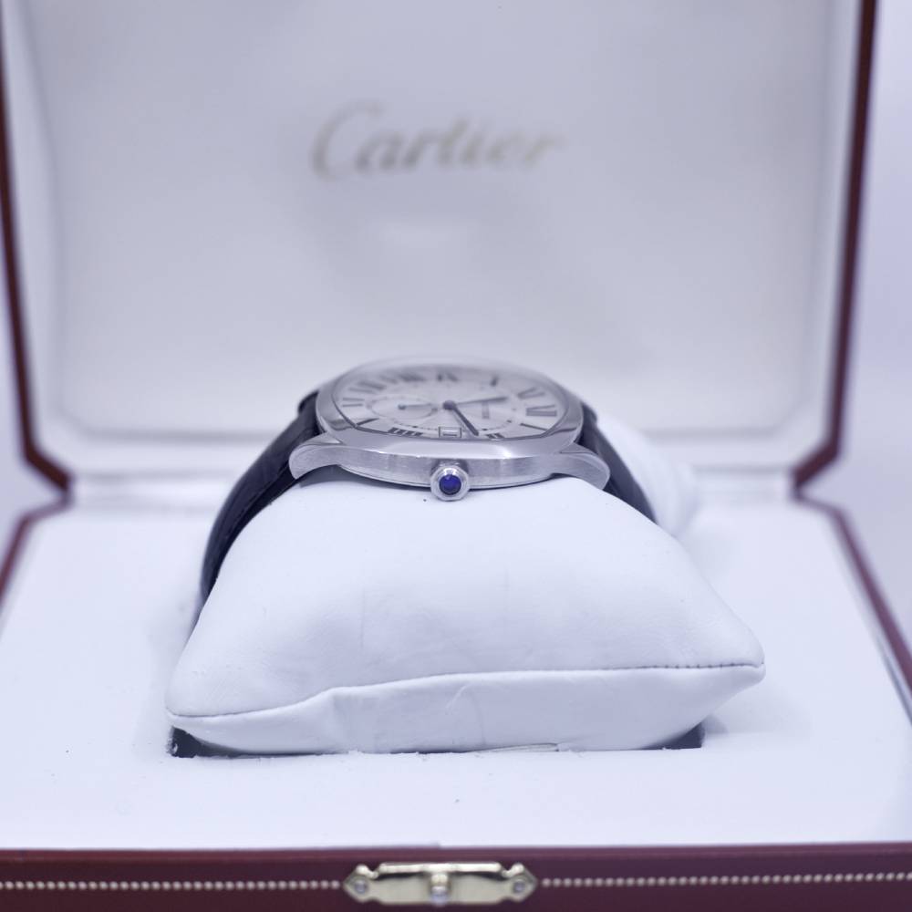 Cartier Drive de Cartier Watch, 40 mm, Steel Case, Silvered Dial, Black Alligator Strap WSNM0004