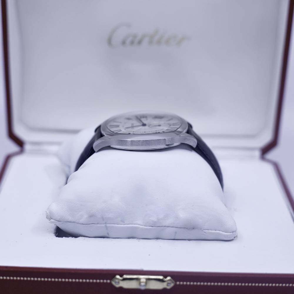 Cartier Drive de Cartier Watch, 40 mm, Steel Case, Silvered Dial, Black Alligator Strap WSNM0004