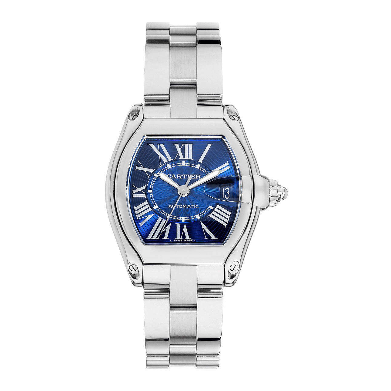 Cartier Roadster 44.3mm Stainless Steel Bracelet Blue Dial Men s