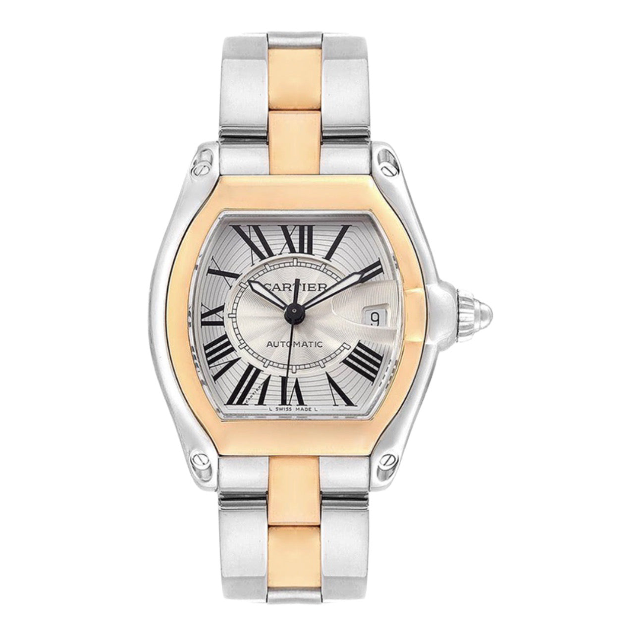 Cartier Roadster 48mm 18k Gold with Steel Bracelet Sunray Silver D