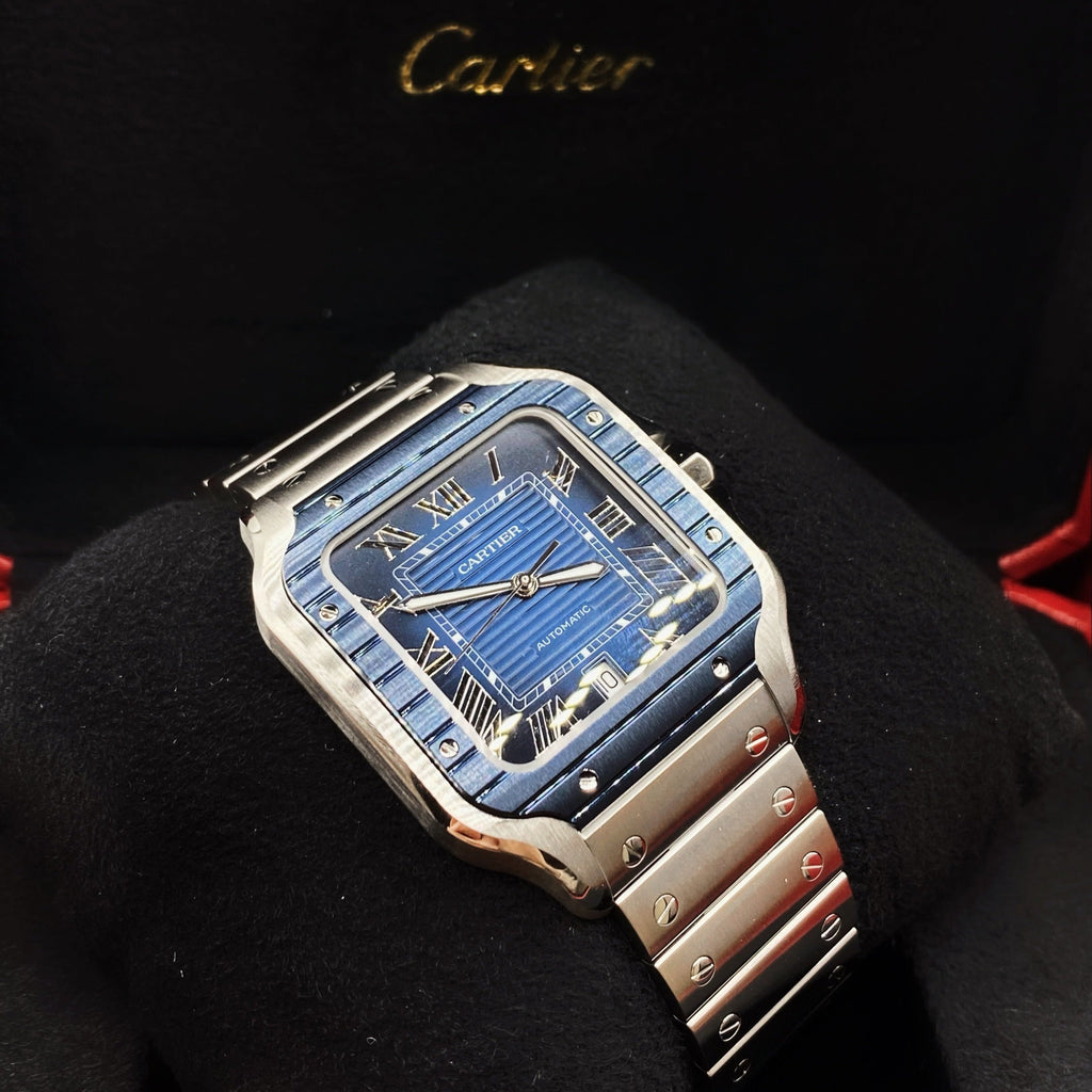 Cartier Santos de Cartier, Blue Dial, PVD Bezel WSSA0048