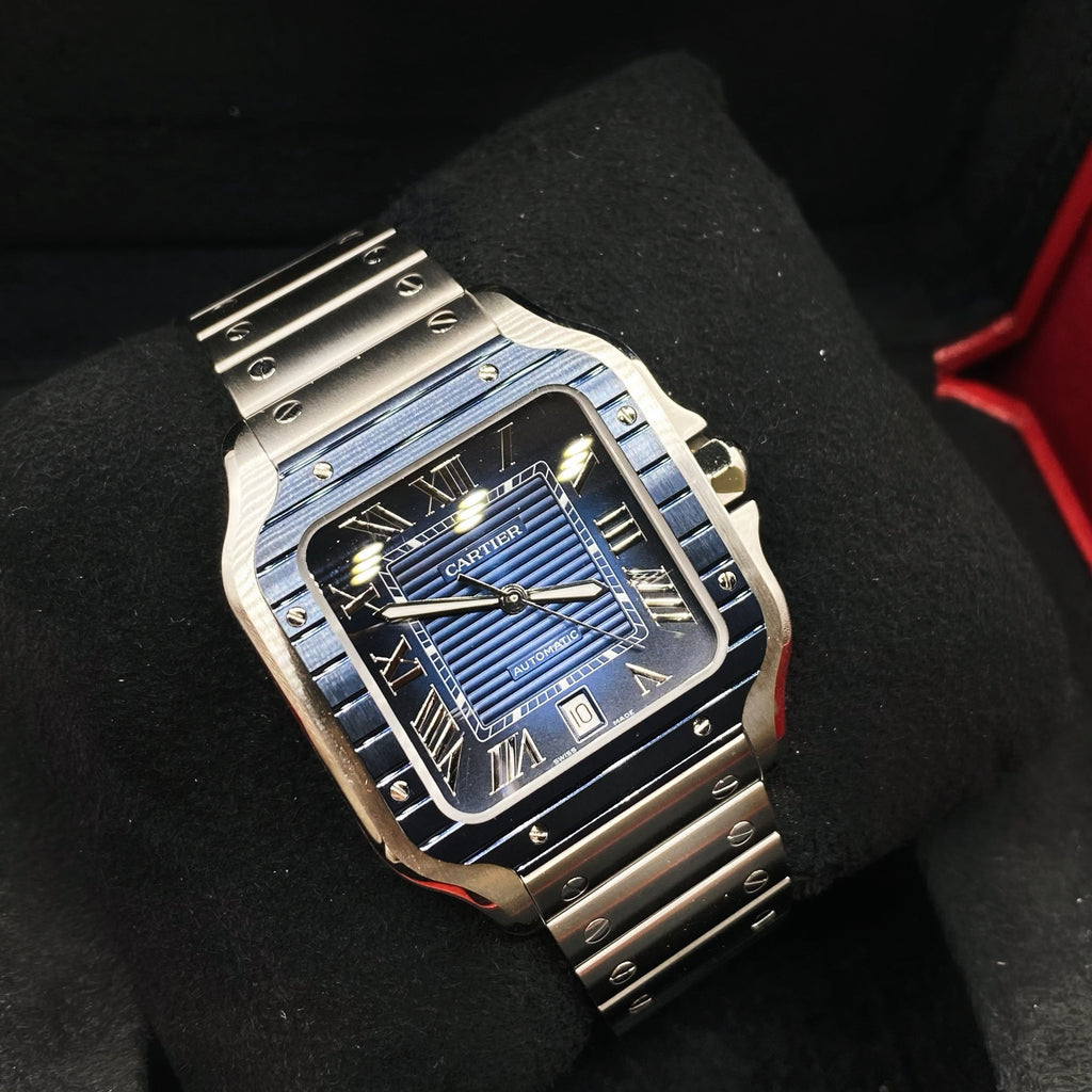 Cartier Santos de Cartier, Blue Dial, PVD Bezel WSSA0048